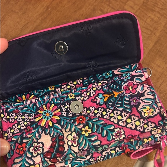 Vera Bradley Pink and Teal Floral Wristlet - Picture 3 of 8